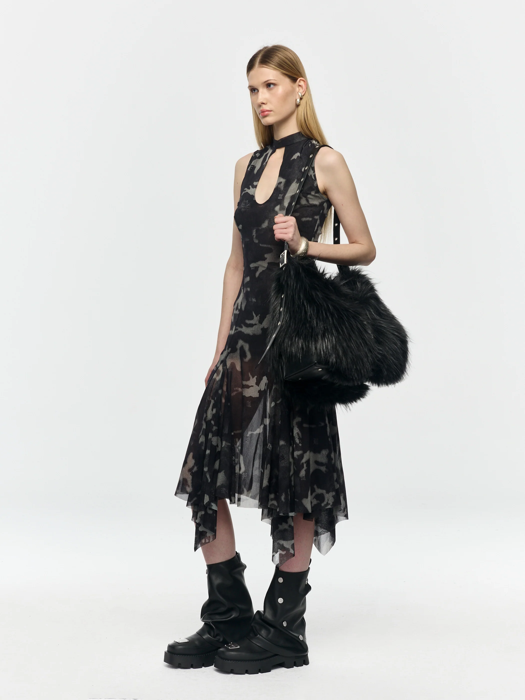 Camo Mesh Midi Dress - Image 4