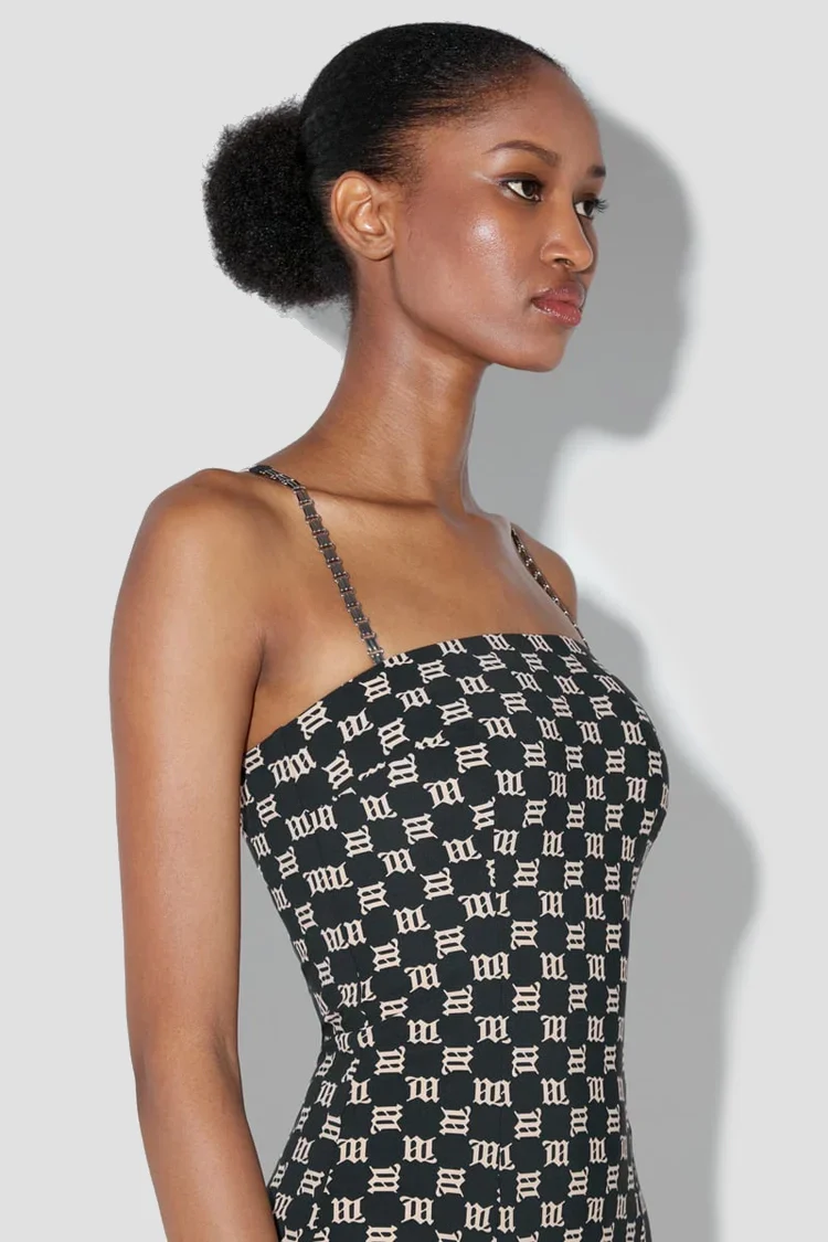 Monogram Spaghetti Mini Dress - Image 4
