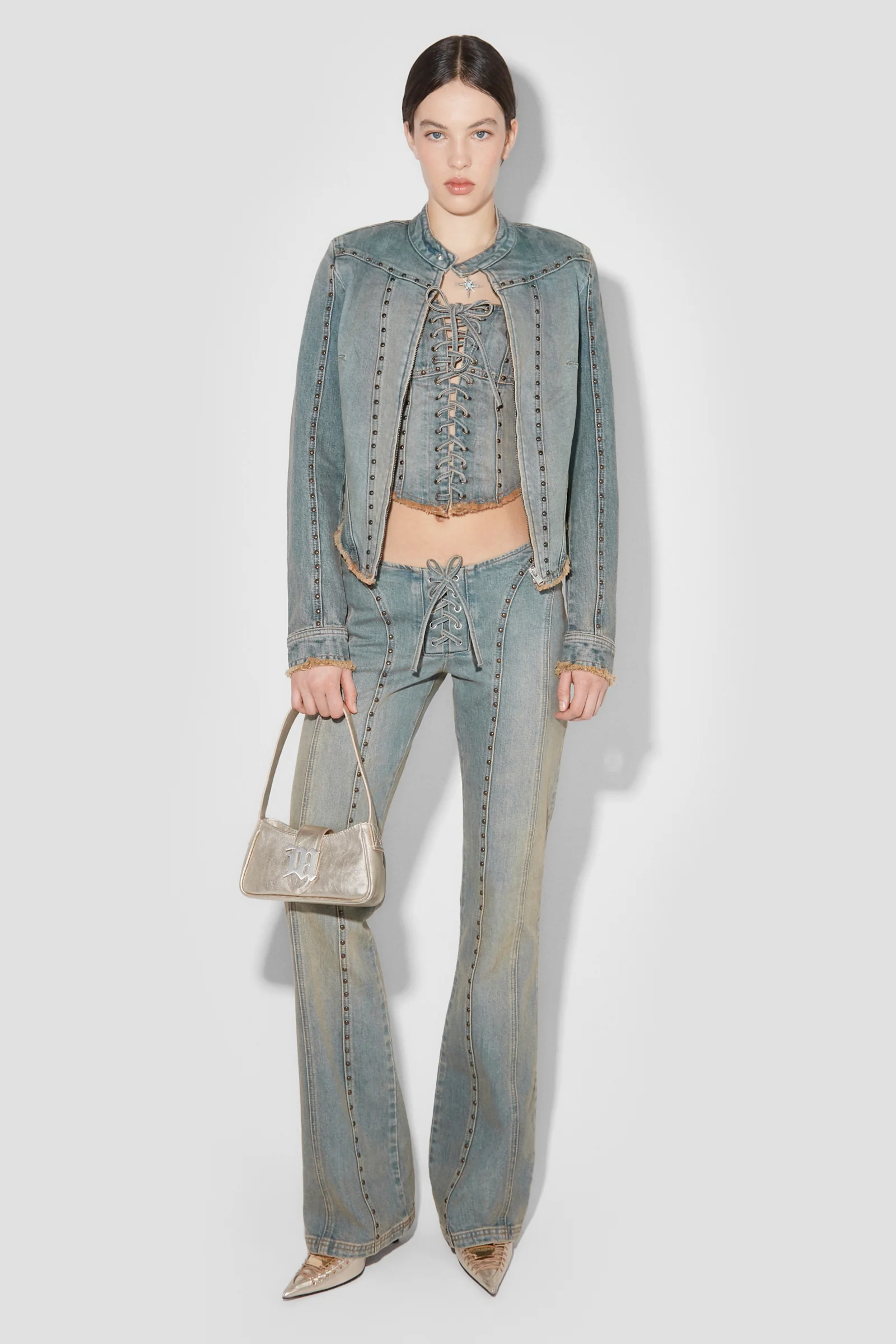 Sunset Wash Denim Jacket With Studs - Image 7