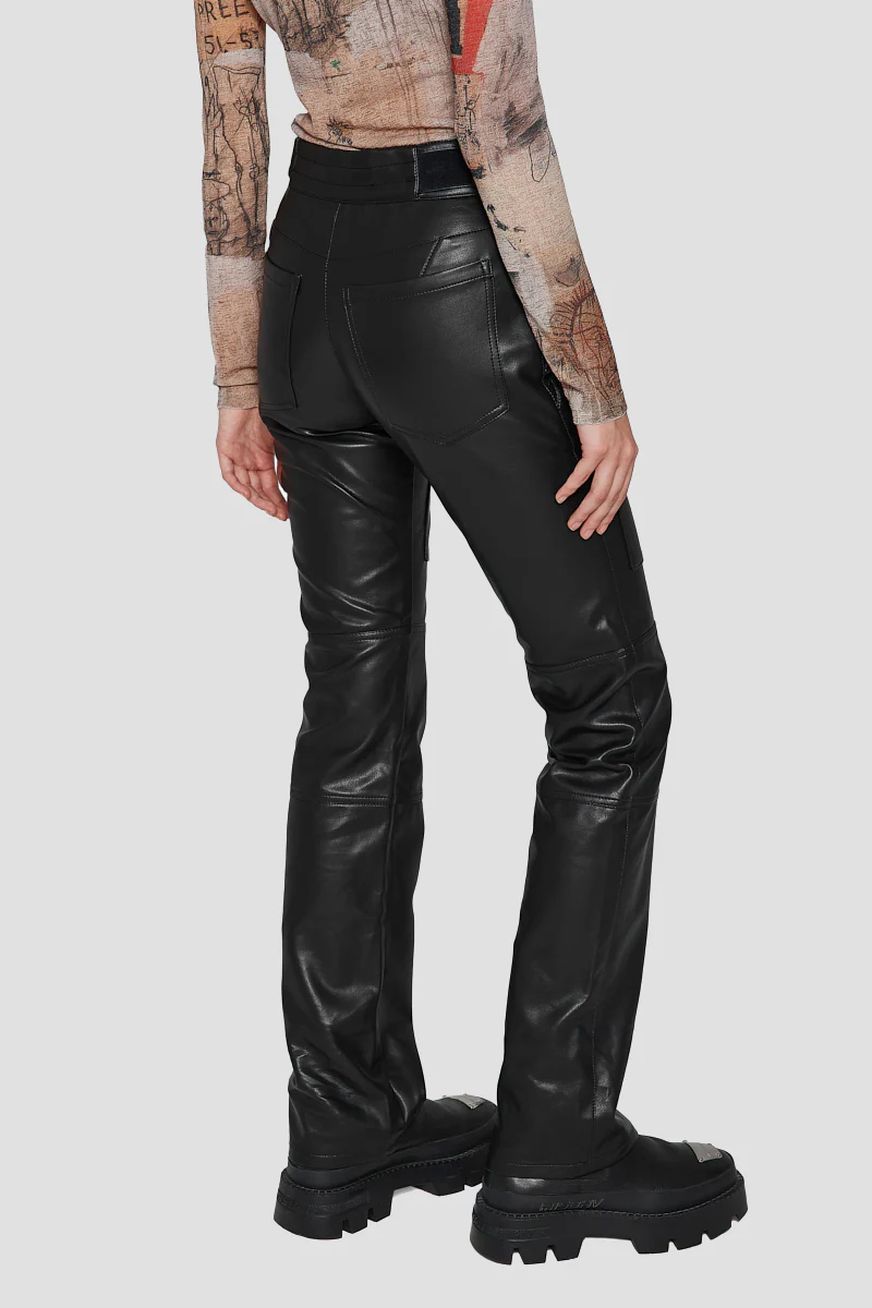 Vegan Leather Moto Trousers - Image 4